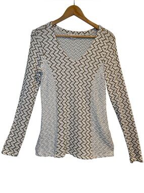 Tianello Top Shirt Tunic Womens Medium Art Texture Long Sleeve Stretch
